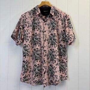 Blue Gear Mens Indie Slim Fit Floral Button Down Top Size XL Pink Lightweight